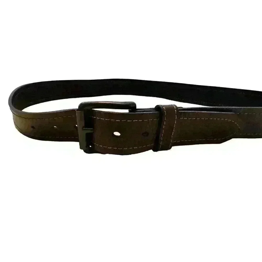 Dickies Men's Industrial Strength Heavy Stitching Leather Belt Brown Sz 40